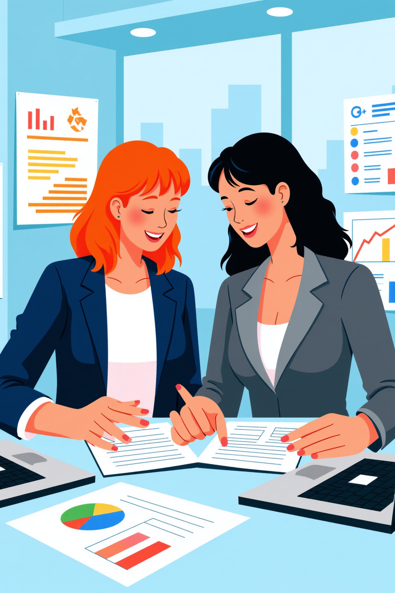 Two professional women working together